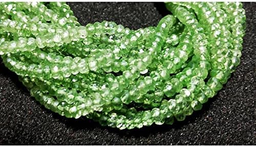 13 inch natural beads strand of 4mm faceted rondelle emerald quartz gemstone beads for DIY jewelry - necklace, bracelet, earring, ring.
