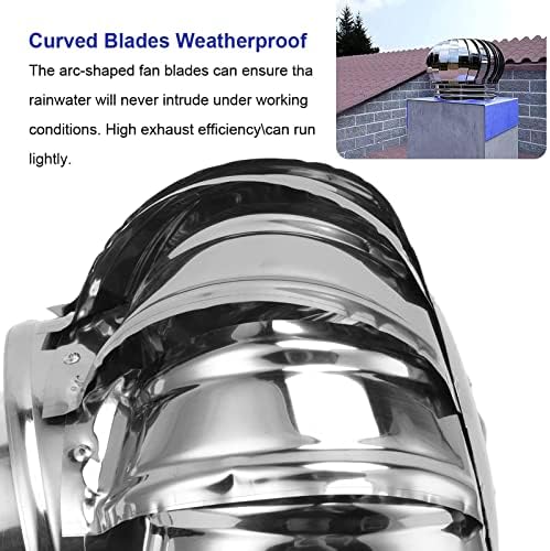 Roof Wind Turbines Cap Vent Round, Stainless Steel Exhaust Cap Roof Flue Vent 15.7