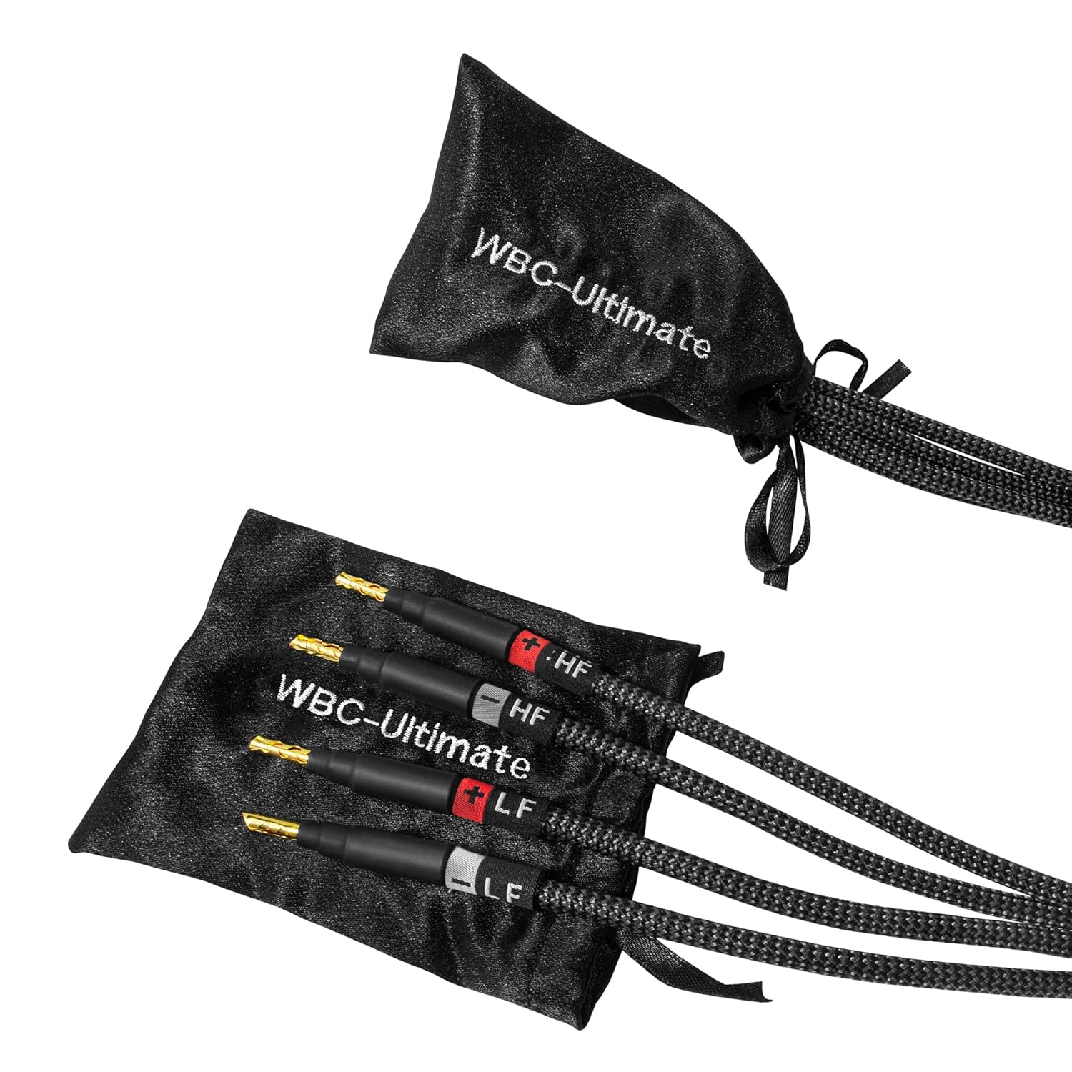 WORLDS BEST CABLES 8 Foot Ultimate - 12 AWG - Ultra-Pure OFC - Premium Audiophile HiFi Bi-Amp Speaker Cable Pair with Eminence Gold Banana Plugs & Carbon Tweed Jacket