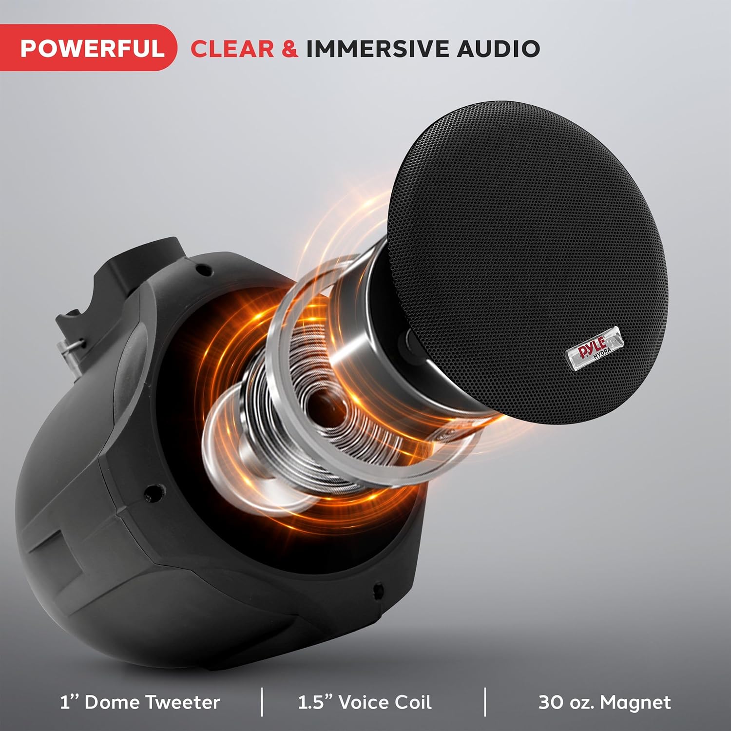 8 Inch Dual Marine Speakers - 2 Way IP44 Waterproof, Weather Resistant Outdoor Audio Stereo Sound System with 200 Watt Power and Poly Mica Cone and Butyl Rubber Surround - 1 Pair - PLMRB85 (Black)