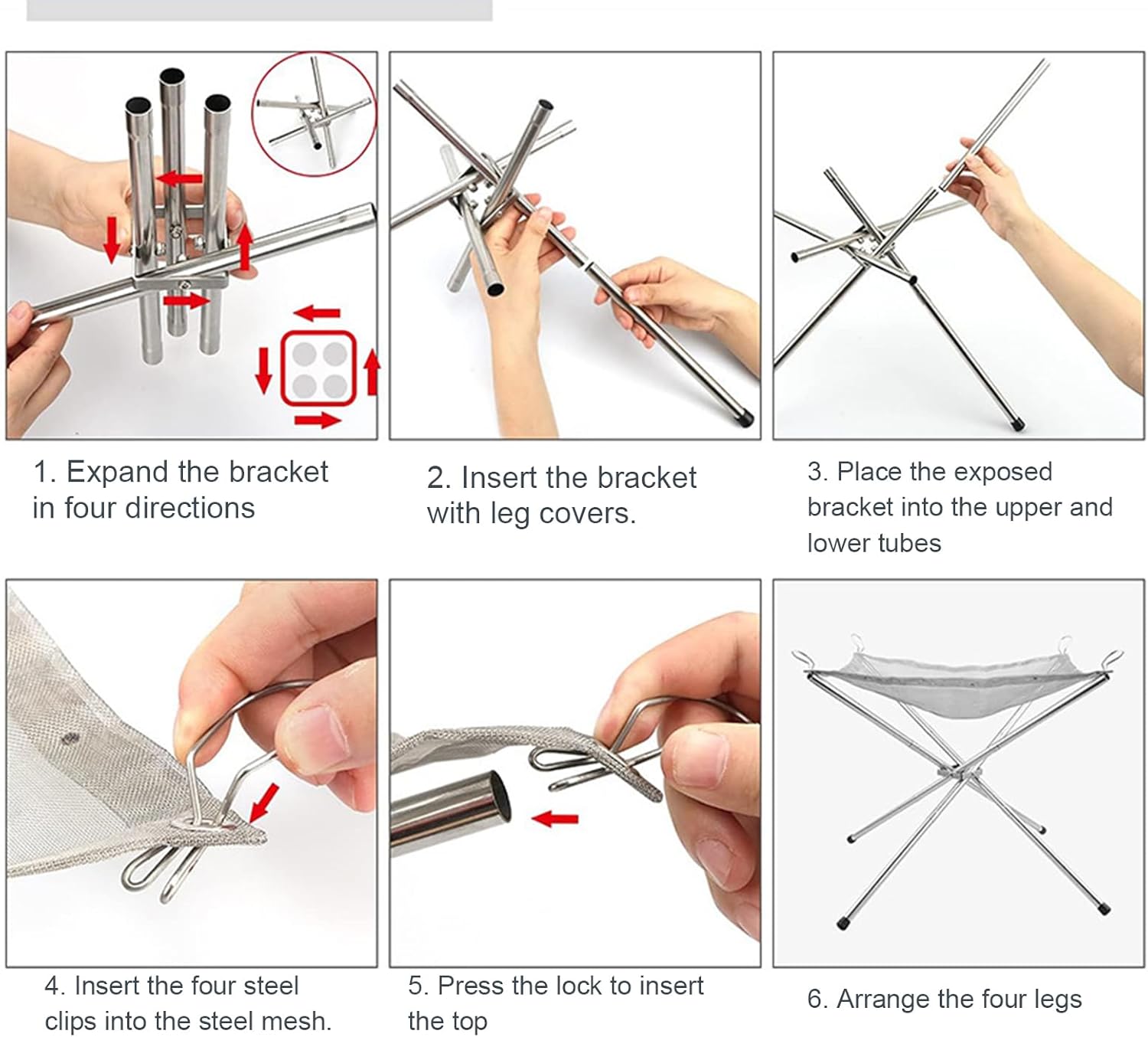 Portable Outdoor Fire Pit Foldable Stainless Steel Mesh Fire Pit Wood Burning, Collapsible Fireplace Space Saving Perfect for Camping, Backyard, Patio, Garden,55 * 55 * 48cm