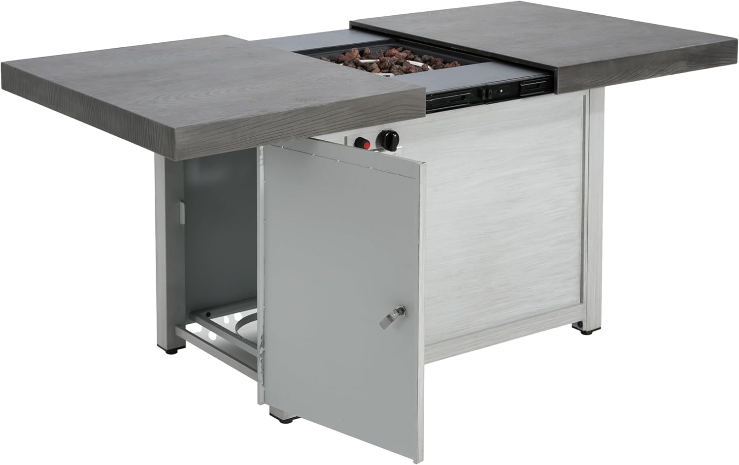 59.65 Extendable Rectangle Aluminum Alloy Propane Fire Pit Table, 50,000 BTU with Adjustable Flame, Fire Pit Cover Included, for Portable/Tabletop Fire Pits & Patio Deck Garden Use