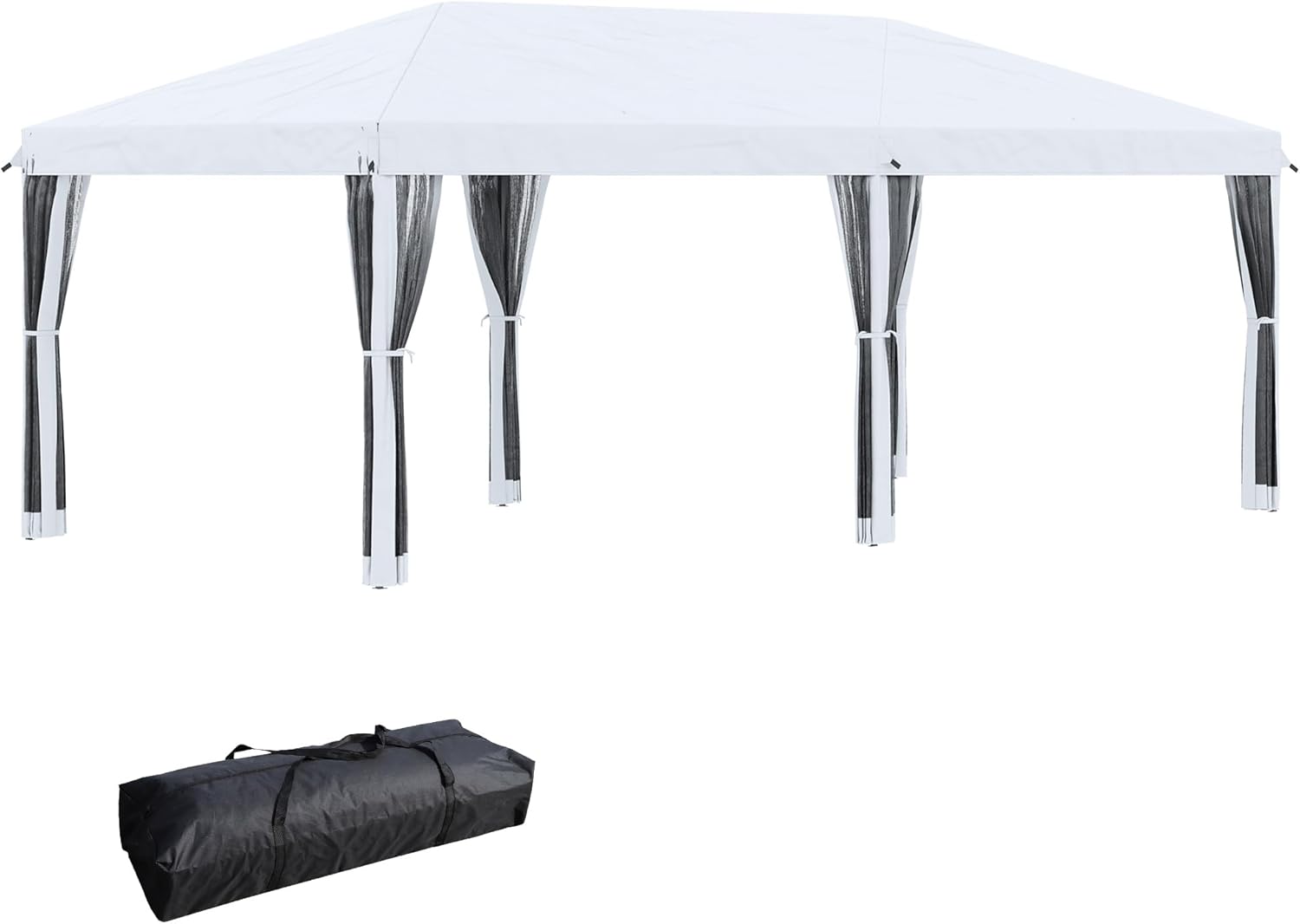 10' x 20' Pop Up Canopy Tent with Netting, Heavy Duty Instant Sun Shelter, Large Tents for Parties with Carry Bag for Outdoor, Garden, Patio, Cream White