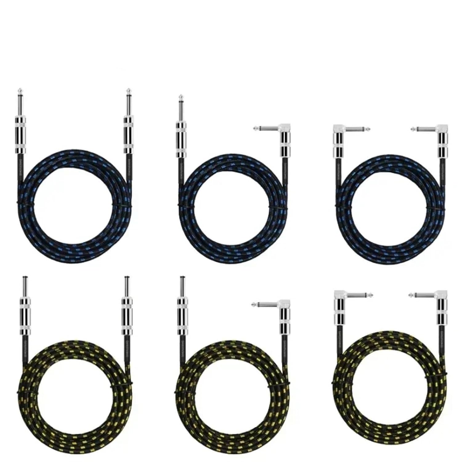 Guitar Cable Jack 6.5mm to 6.5mm 1/4'' Mono Patch Cable for Acoustic Guitar Electric Mandolin Pro Audio to Amp/PA Certified(Blue Right Angled,5m)