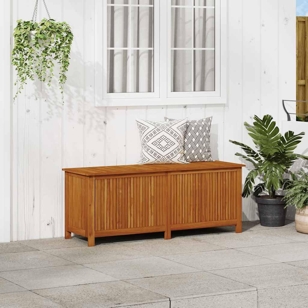 Solid Acacia Wood Outdoor Storage Box Brown Rectangular 59.1 x 19.7 x 22.8 in Rustic Design Multi-Functional for Garden Patio Deck Storage Bench