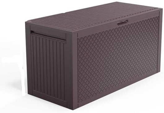 Outdoor Storage Box, 90 Gallon Deck Box, Storage Bin for Patio Cushions, Gardening Tools,Patio Bin & Bench, Outdoor Storage Box and Patio Furniture Side Table for Pool and Garden Accessories