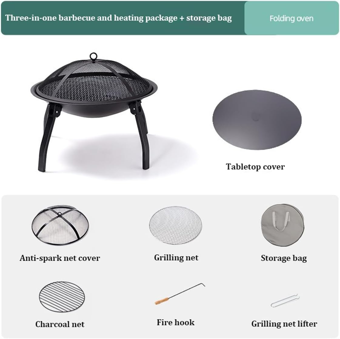 21.6'' Outdoor Fire Pit, Wood Burning Fire Pits,Heavy Duty Folding Firepit,Outdoor Garden Patio Heater,Grill Camping Bowl BBQ,for Camping Beach Bonfire Picnic Backyard Garden