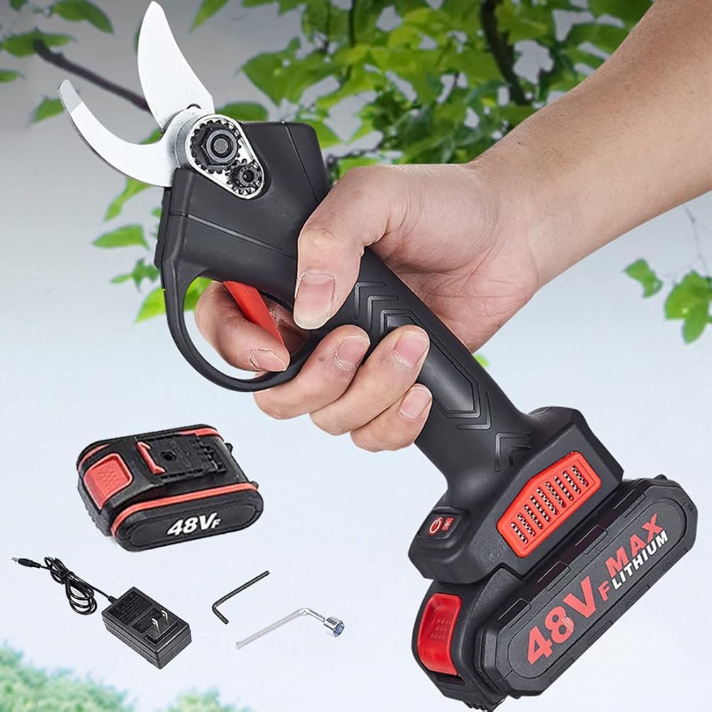 Cordless Pruning Shears 48V, Electric Pruning Shears, 25mm Cutting Diameter, Electric Garden Secateurs,for Pruning Trees and Branches Wood Cutting,Battery*2