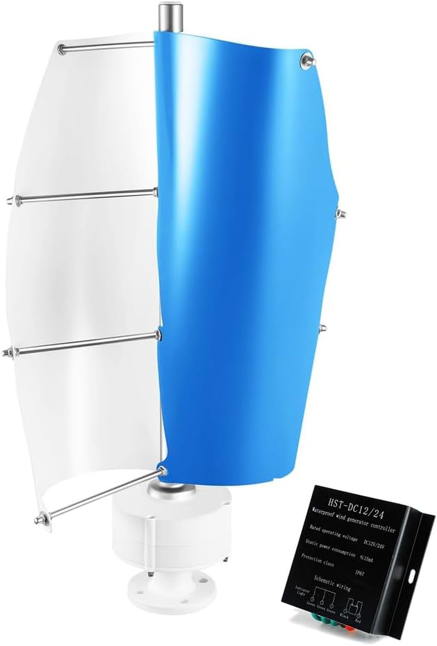 10000W Home Vertical Wind Energy Turbine Generator Kit, 12V 24V 48V 2 Blades Vertical Axis Windmill for Home Street Lamps (Low Noise)