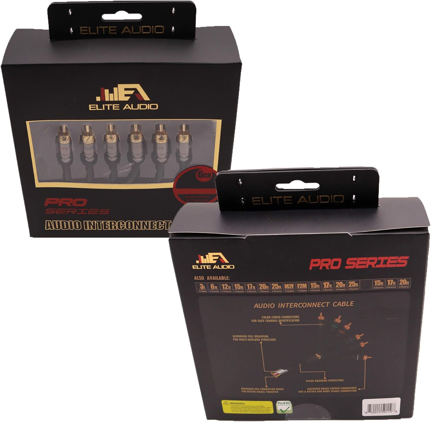 Elite Audio, EA-PROK4 + EA-PRO617, Pro Series Amplifier Wiring Kit and 6-Channel RCA Combo, 4000 Watts Max Power, 4GA Cables, Dual RCA Sets, ANL Fuse and Holder