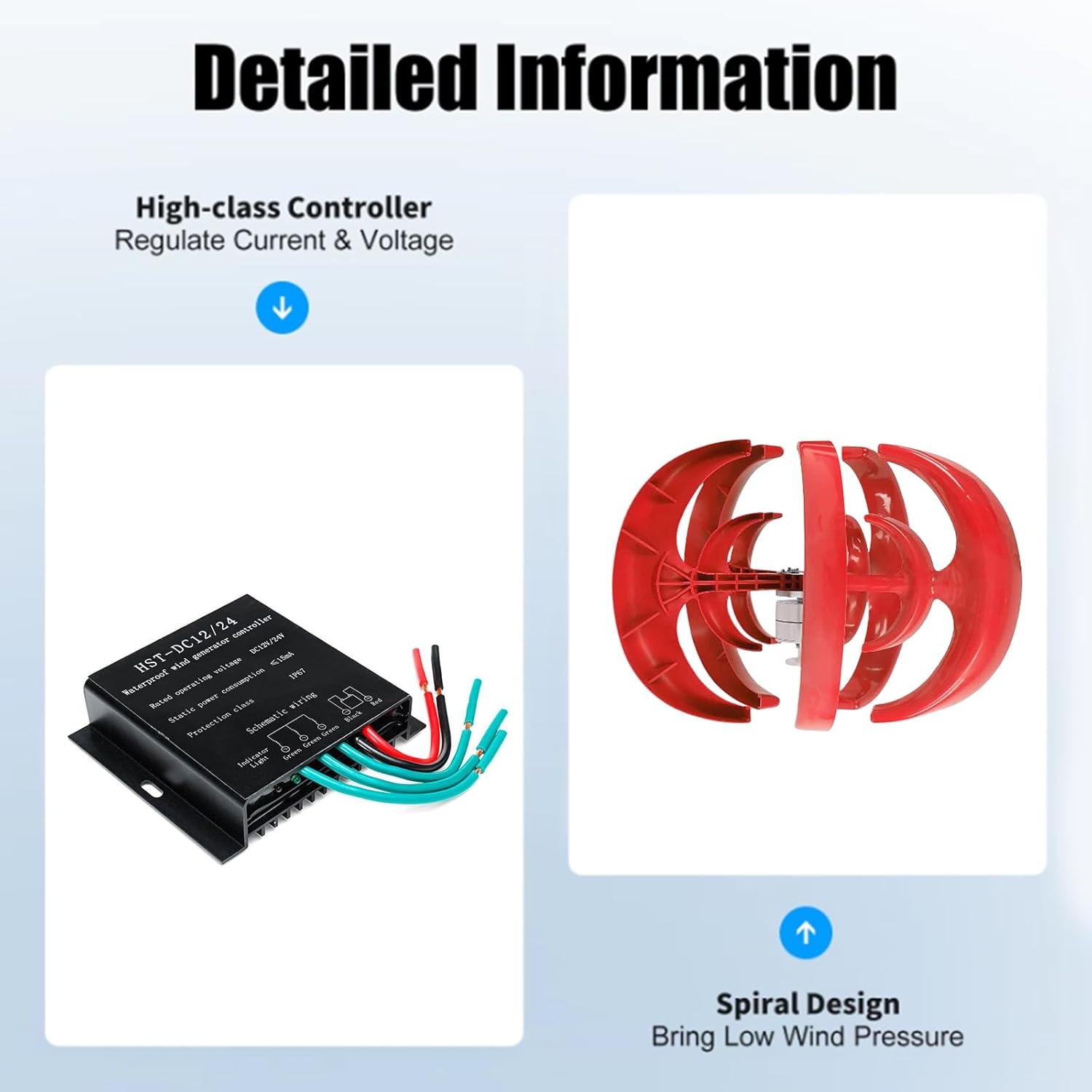 Home Wind Turbine Generator Set, 12V 24V 48V 220V 6000W Renewable Energy Off-Grid Power Wind Turbine Kit for Solar Power Generation System (Low Noise),220v