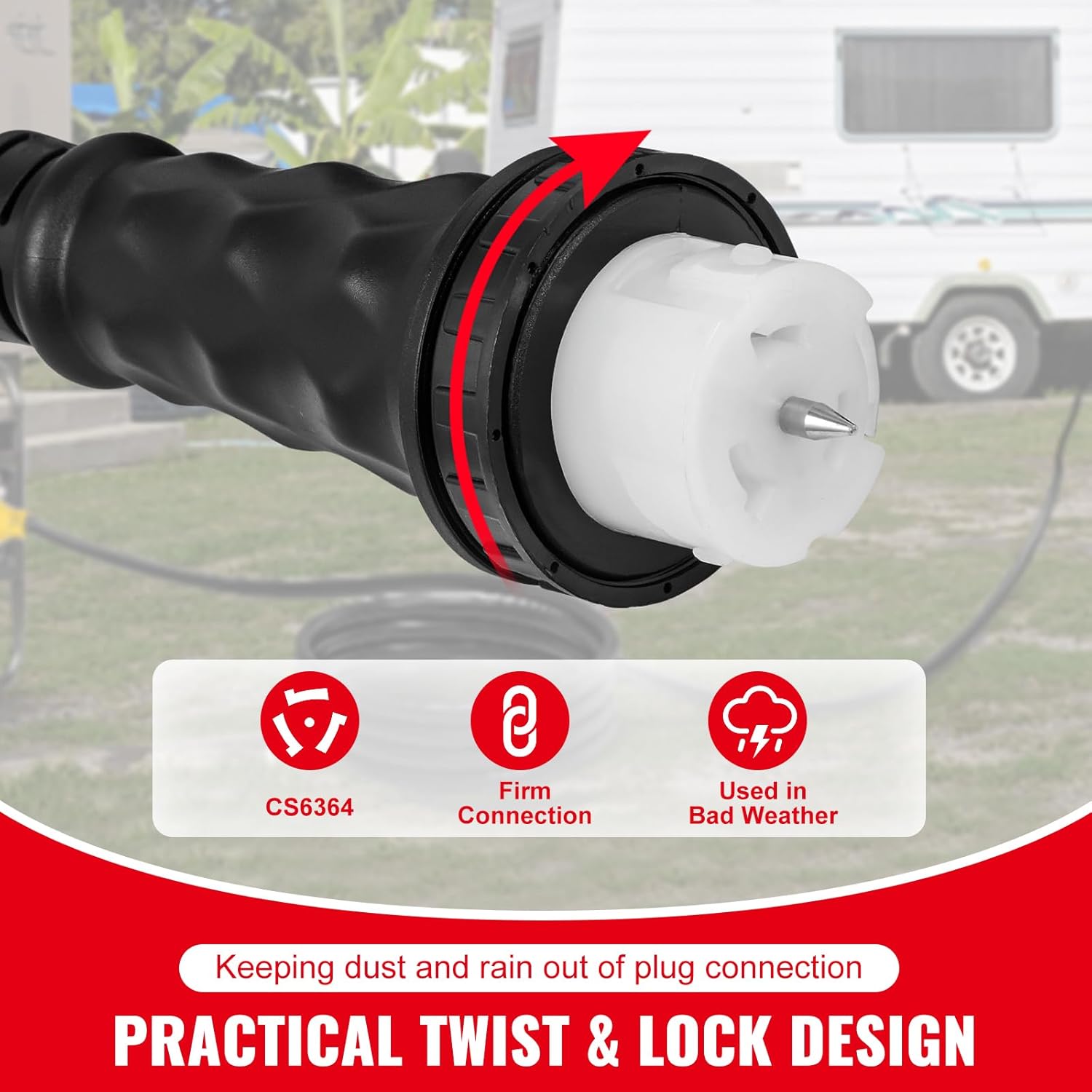 Happybuy 20FT Generator Power Cord 50A 125/250V Locking Connector, 14-50P to CS6364 for Outdoor, Emergency, RV Use