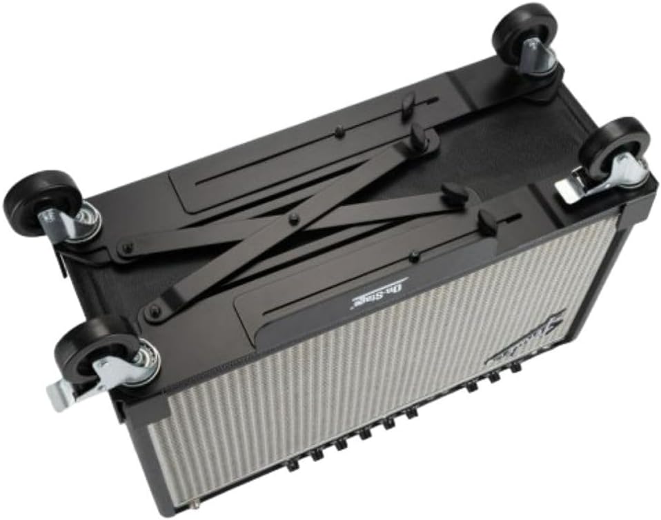 On-Stage AG5000 Amp Glider (Installation-Free Casters for Amplifiers, Rolling-Cart Attachment, Attachable Dolly, Amp Roller, Adjustable Length and Width, Solid Wheels, Heavy-Duty Steel, Black)