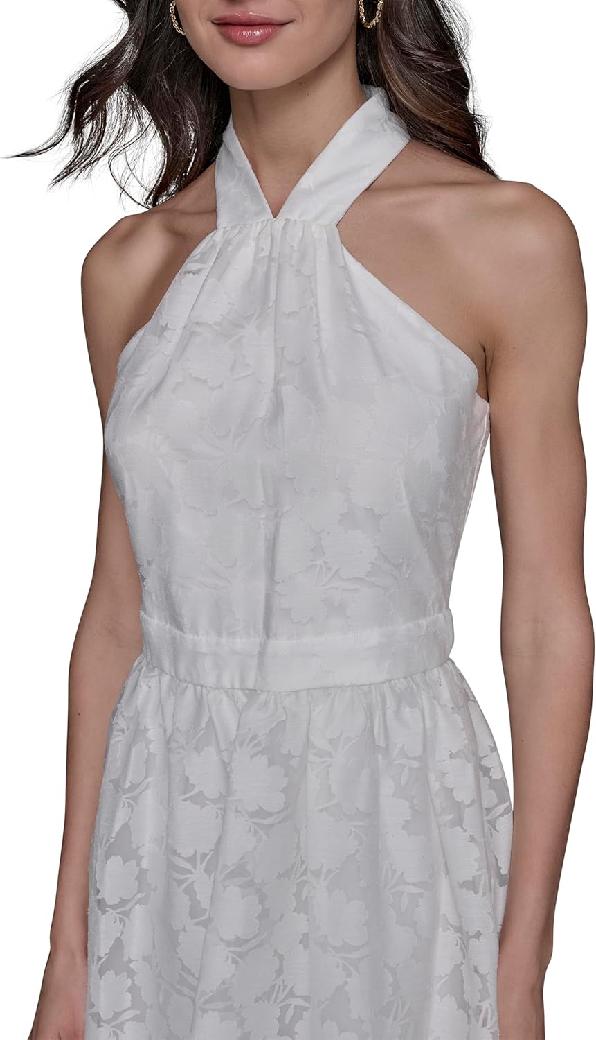 Karl Lagerfeld Womens Sleeveless Halter Neck Midi Dress