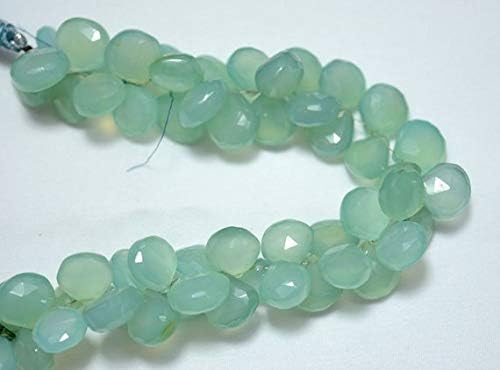 13 inch natural beads strand of 11-13mm faceted heart aqua chalcedony gemstone beads for DIY jewelry - necklace, bracelet, earring, ring.