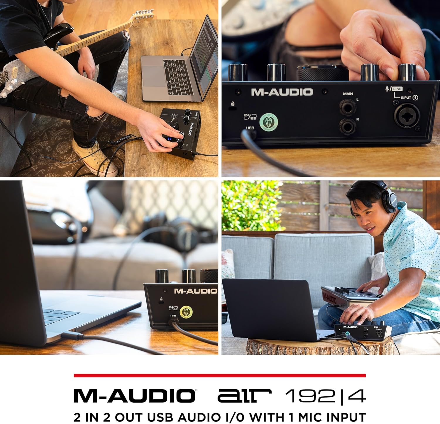 M-AUDIO AIR 192x4 USB-C Audio Interface for Recording, Podcasting, Streaming with Studio Quality Sound, 1 XLR in and Music Production Software