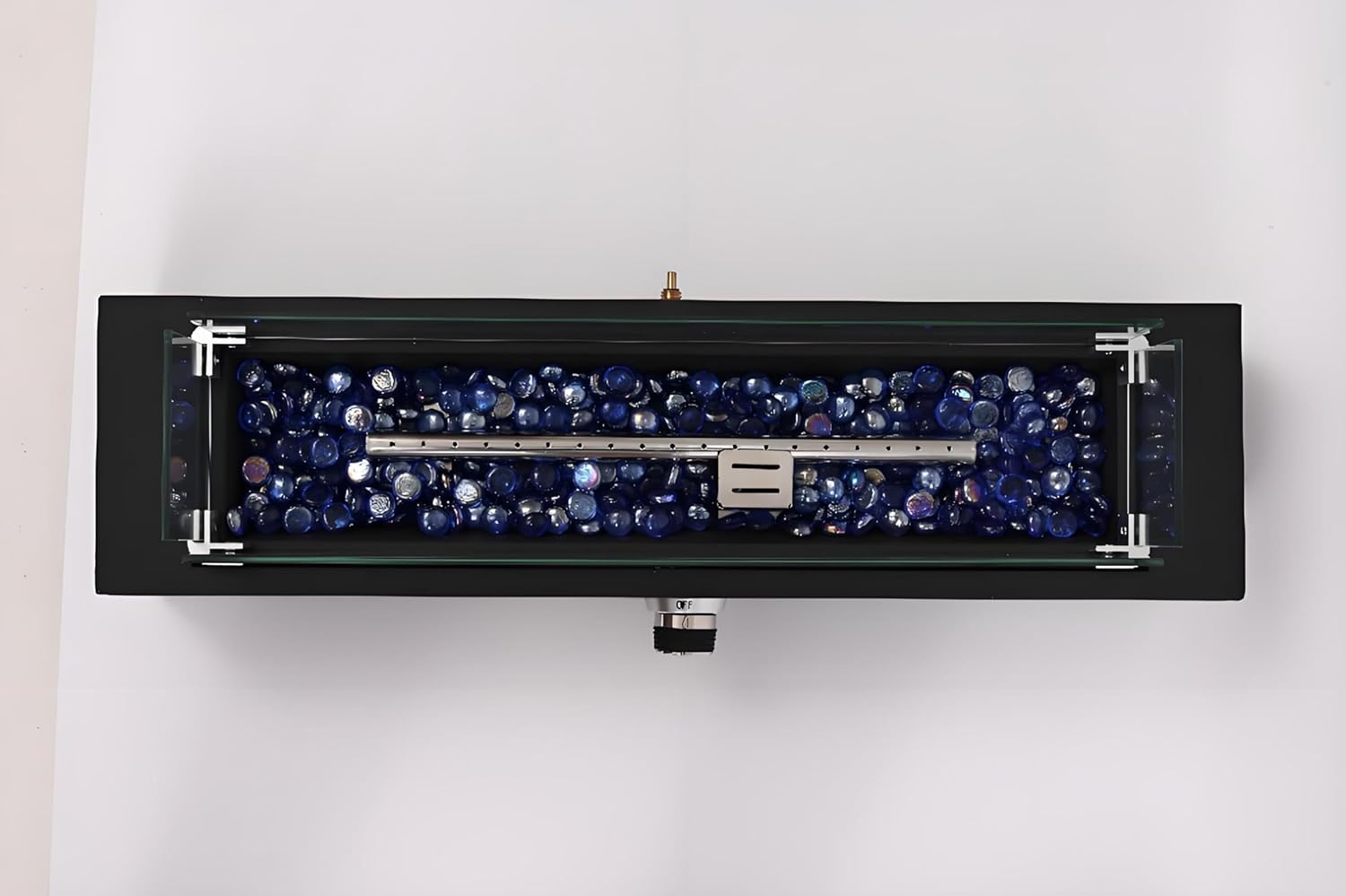 28 Inch Rectangle Propane Fire Pit Table - Tempered Glass Wind Guard & Volcanic Rock Design, 40,000 BTU Black Steel Outdoor Compact Fire Pit for Patio, Deck, Garden