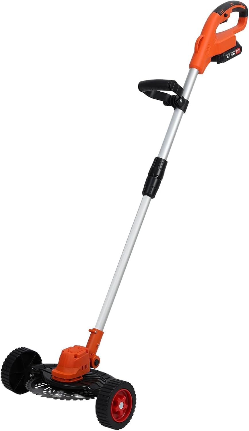 10 Inch Cordless Weed Trimmer - Battery Powered, Electric Lawn Mower with Brushless Motor