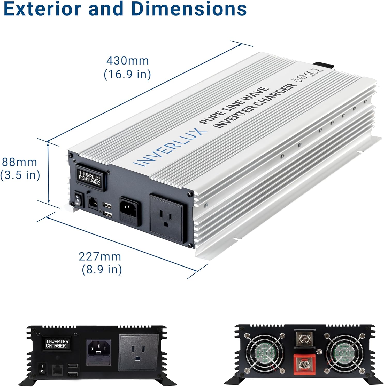 1500W Pure Sine Wave Inverter Charger with App Control, LCD Display, Auto Transfer Switch, Quick Charge 3.0 USB – Battery Backup System for Home, Sump Pump, Solar, and Power Outages