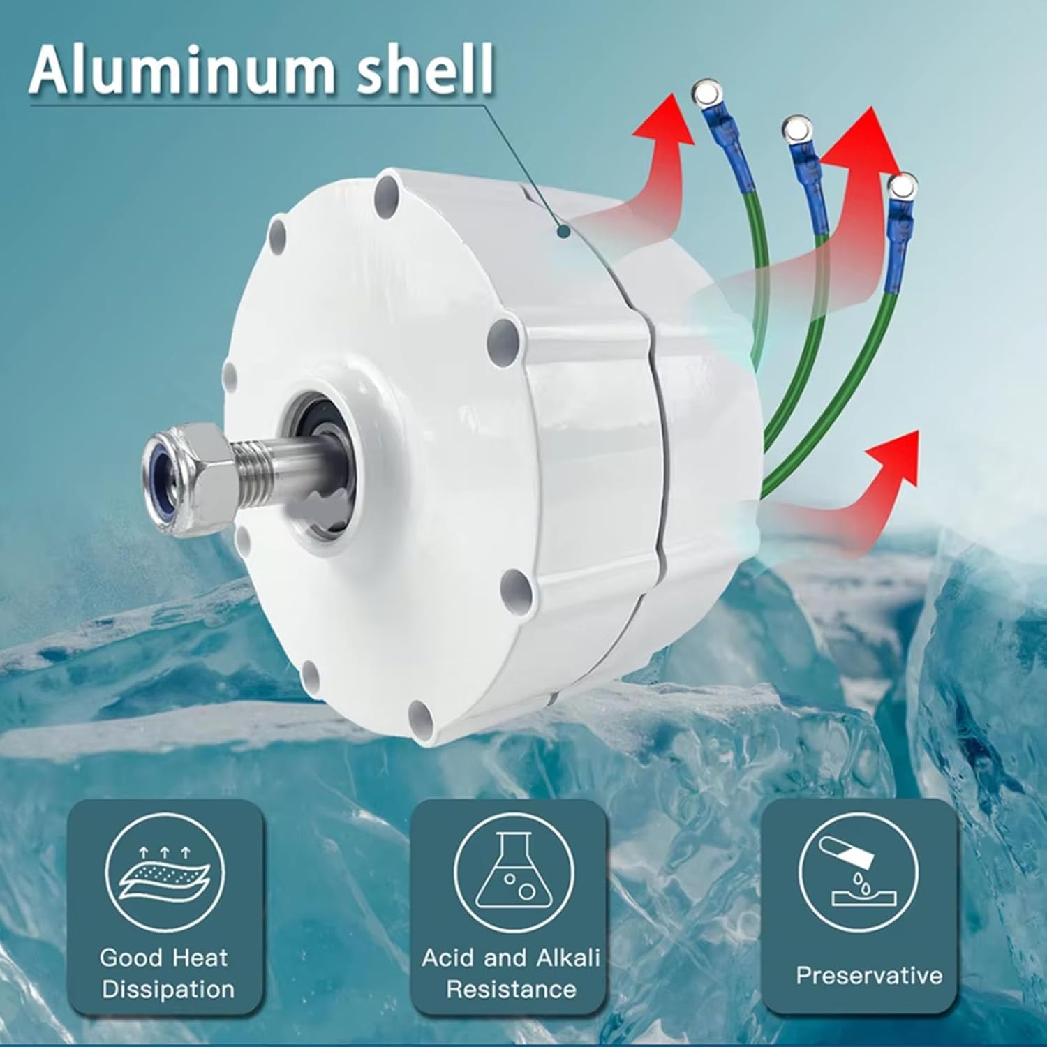 Generator Low Speed ​​2000W 12V 24V 3 Phase Gearless Permanent Magnet AC Generator for Wind Turbine Generator, 220V