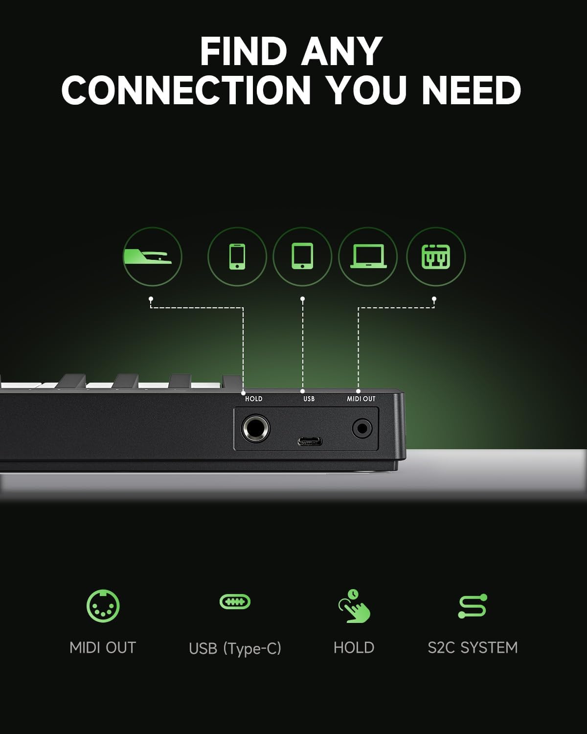 Donner KB-32M Portable MIDI Keyboard Controller – 32 Keys, with Magnetic Snap2Connect (S2C), OLED Display, USB/MIDI & DAW Software