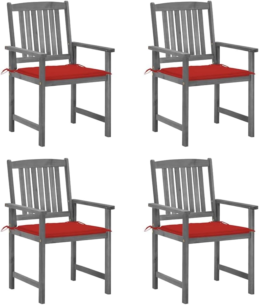 Patio Chair Patio Chairs with Cushions 4 pcs Gray Solid Acacia Wood