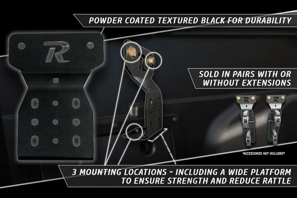 Rago Fabrication Bed Rail Modular Accessory Mount for Shovels, Recovery Boards, Fuel Cans & Other Accessories for Toyota Tacoma | 3 Mounting Locations | Made in The USA