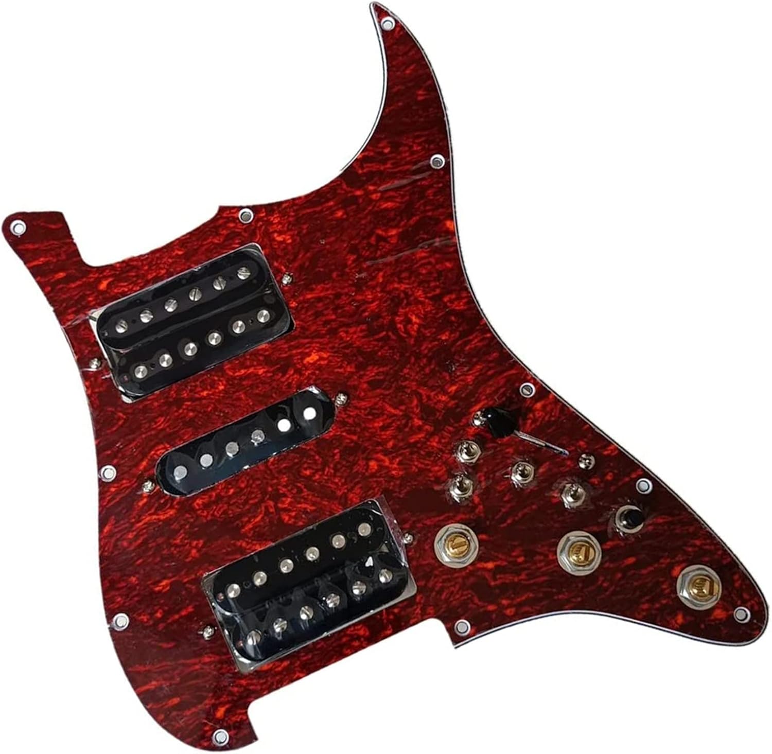 TSTS HSH Prewired Electric Guitar Pickguard Set Multifunction Black Alnico V Pickups Copper Shaft Pot for for FD Guitar Prewired Pickup Pickguard (Color : 02)