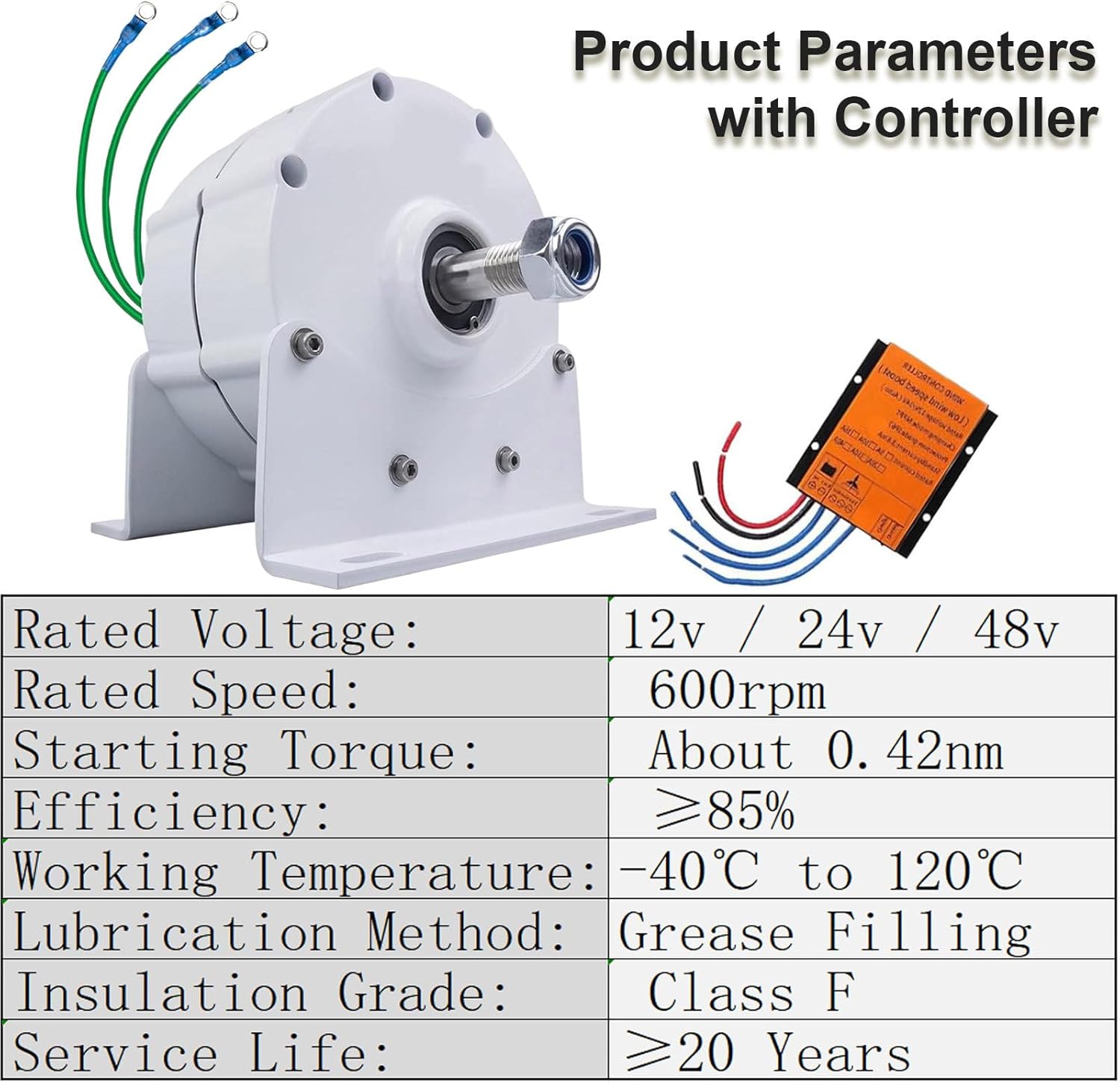 5000W Permanent Magnet Generator, Low RPM AC Gearless Alternator with Charge Controller12v 24V 48V 220V for Wind Water Turbine Diesel Engine 12V