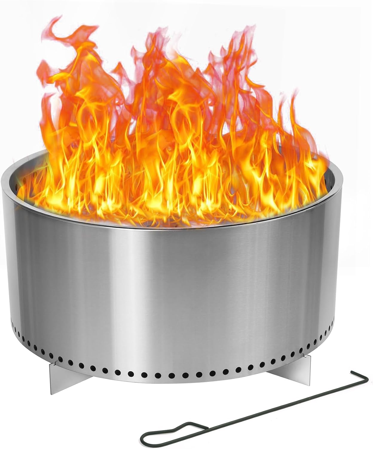 Smokeless Fire Pit, Wood Burning Camping Stove with Removable Stand & Ash Pan, Portable Outdoor Bonfire Fire Pit, Stylish Practical Solo Stoves for Camping Backyard Patio Beach, silvery