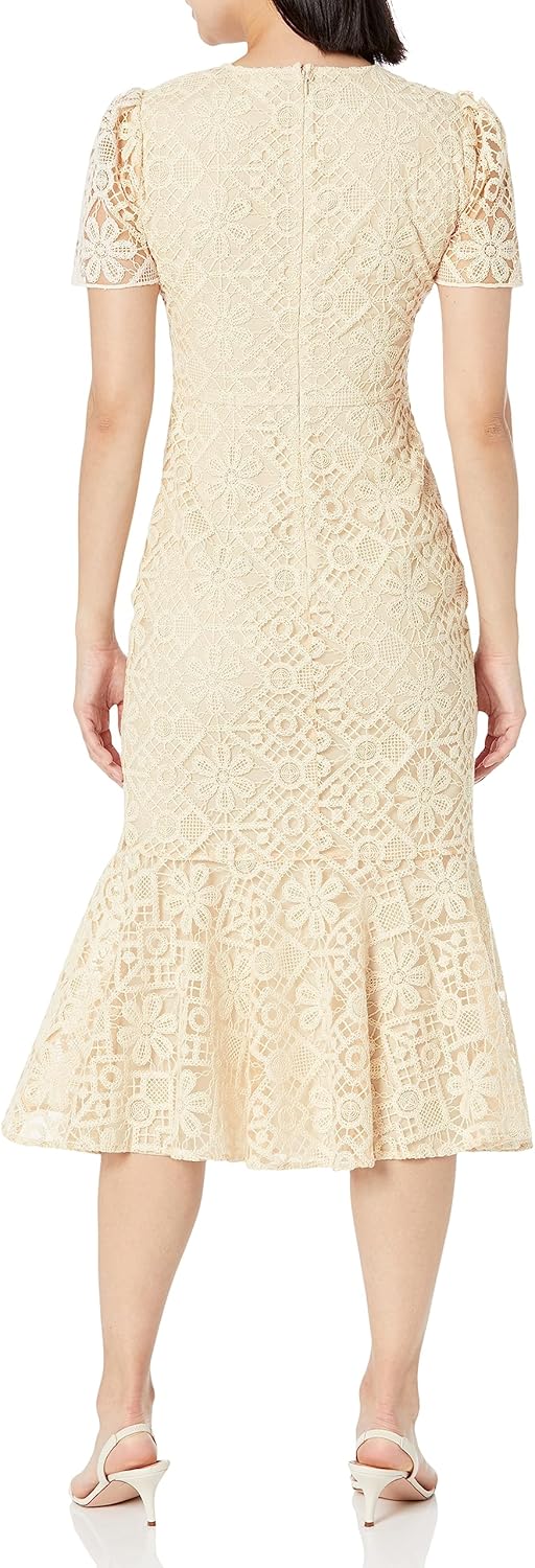 Shoshanna Women's Thompson Braid Embroidered Mesh Midi Dress