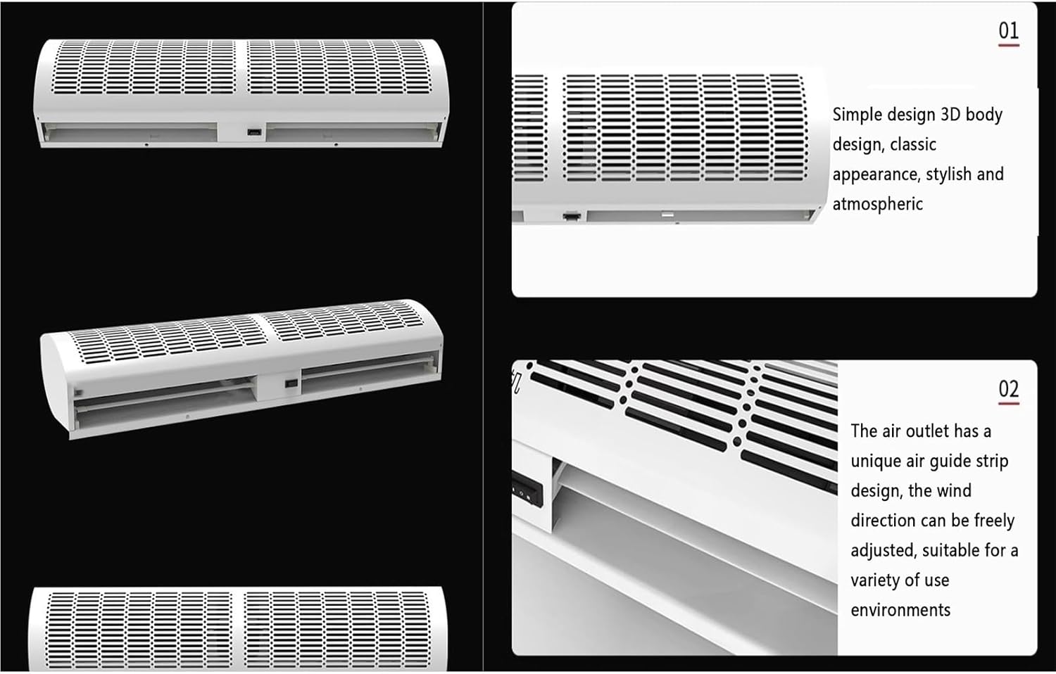 23-inch, 35-inch, 39-inch Black Commercial Silent Air Curtain Machine, Strong Ventilation, Protect The Fresh Air Indoors(150cm(59inch))
