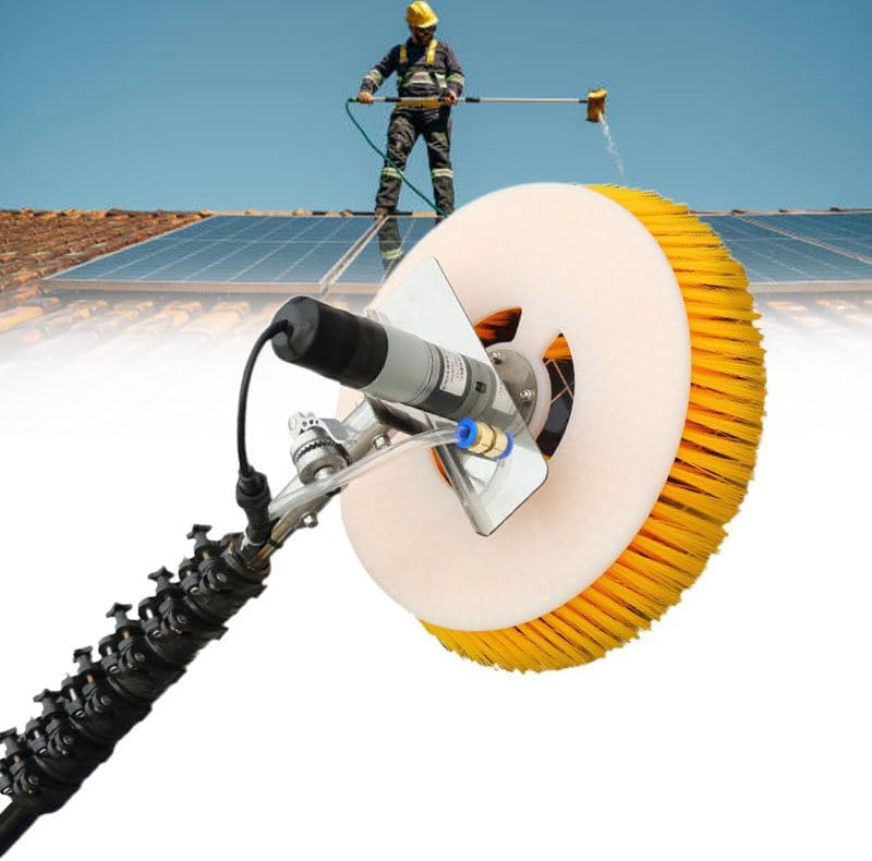 Solar Cleaning Brush, Long Reach Telescopic Window Cleaning Brush, Extended Extension, Solar Panel, Conservatory, Window Cleaner, Hose Brush Set,10m