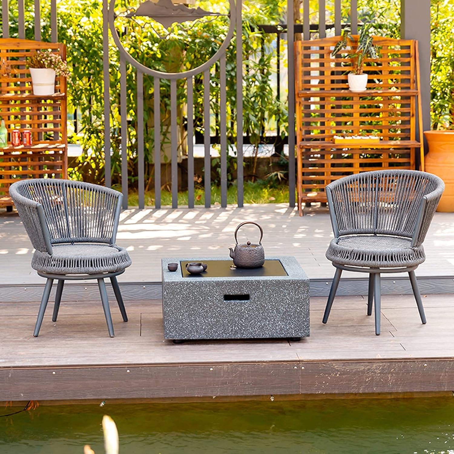 Garden Fire Pit Grill Bowl Grill Barbecue Rack Fire Pit Outdoor Wood Burning fire Pit, with Spark Screen, Fireplace Poker, Outdoor Courtyard fire Pit, with Barbecue Set