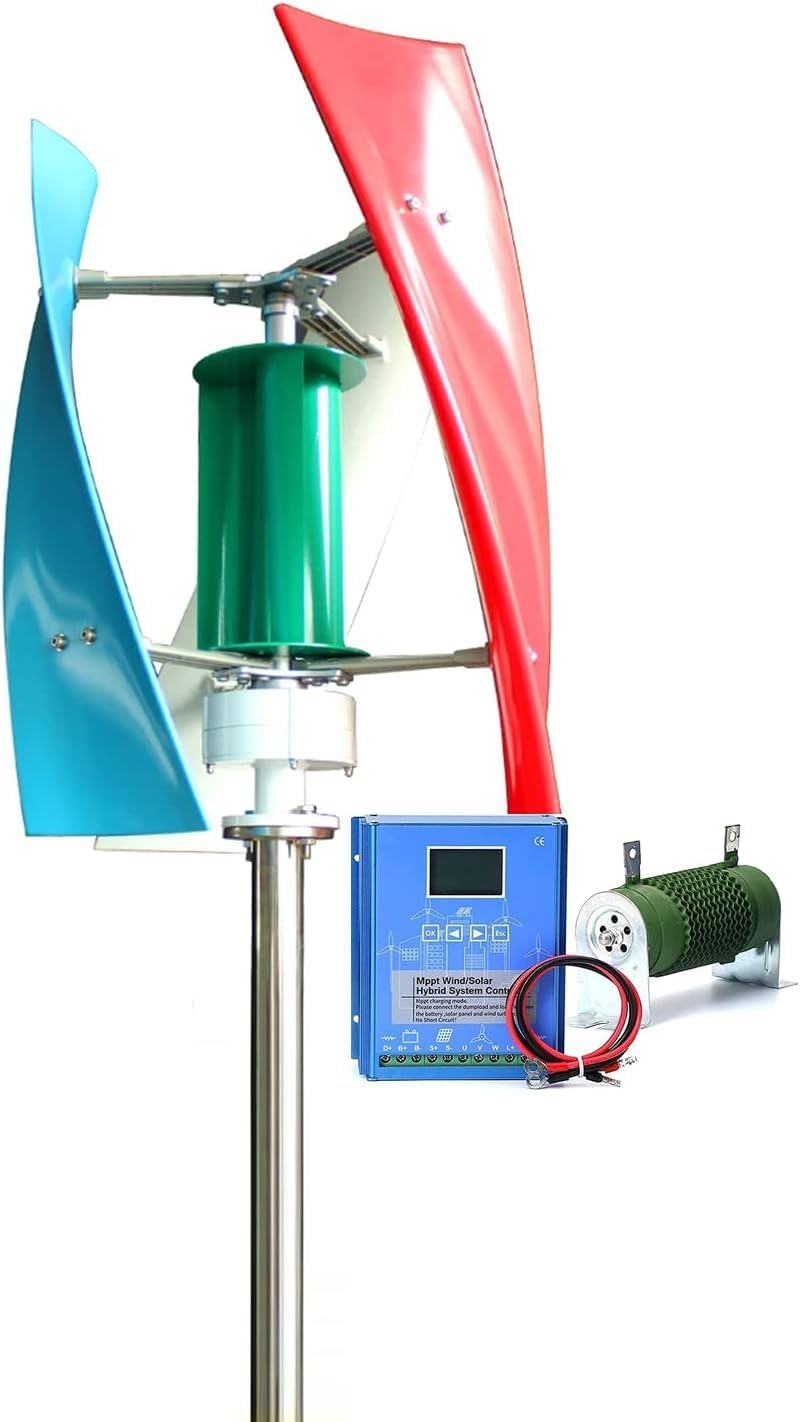 CAJUCA Wind Turbine Kit 5000W Vertical Axis Wind Turbine Generator with Solar Hybrid Controller Free Energy Windmill Power Generation Kit
