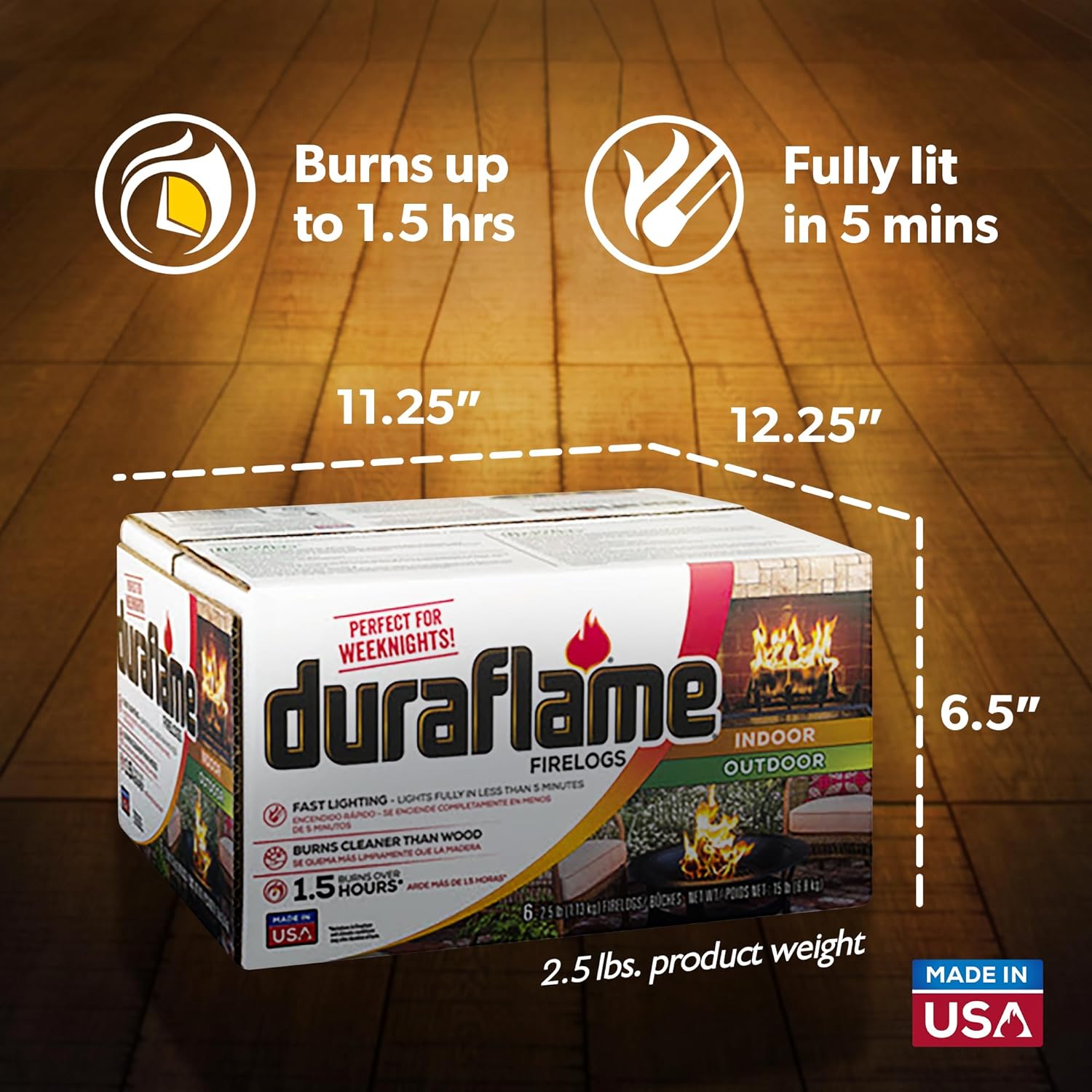 Duraflame 18-Pack Firelogs, Wood Alternative for Indoor or Outdoor Fireplace, 2.5 lb Each - Fast Lighting, Burns Over 1.5 Hours, Log for Open-Hearth Fireplaces, Bonfires, Fire Pits and Campfires