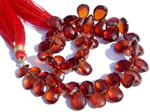 13 inch natural beads strand of 9x6-12x8mm faceted pear hessonite garnet gemstone briolletes beads for DIY jewelry - necklace, bracelet, earring, ring.