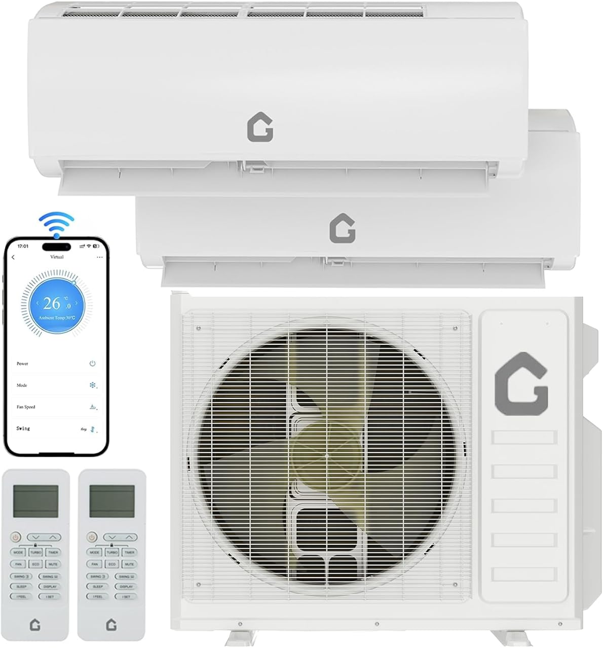 Air Conditioner 18k 18k BTU， SEER 24,WiFi， Energy Star,R454B