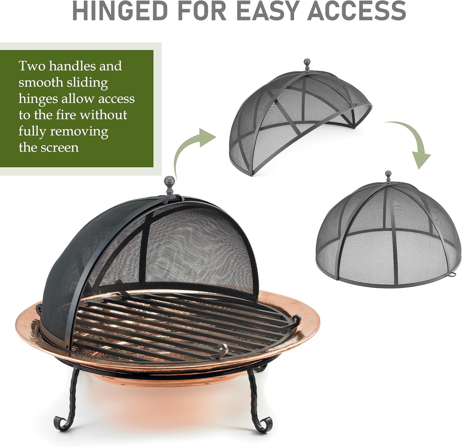 Good Directions 783 Heavy Duty Fire Pit Spark Screen, Includes Heavy Duty Lifter, Hinged for Easy Access, 40 Inch Diameter, Patio, Lawn & Garden