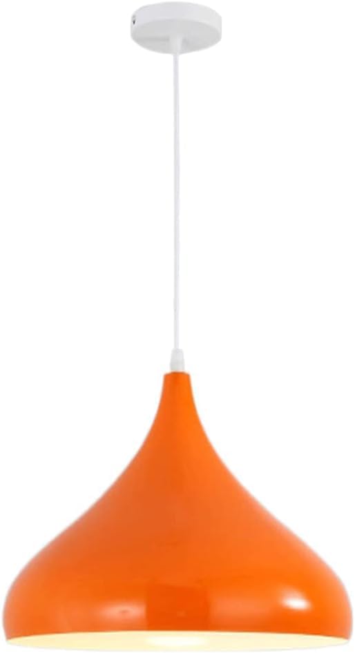 Modern Nordic Color Single Head Chandelier Pendant Light with E27 Base Aluminum Soft Light Eye Protection Chandelier Suitable for Bedside Lighting Bar Counter Cafe Restaurant(Orange,42CM)