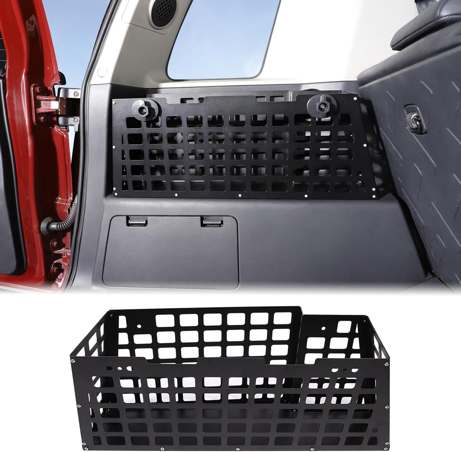 Aunginsy Trunk Organizer Compatible with Toyota FJ Cruiser 2007-2021 Accessories, Aluminum Car Rear Left Side Storage Holder Multifunctional Trunk Storage Box Basket Rear Cargo Racks Add Trunk Space