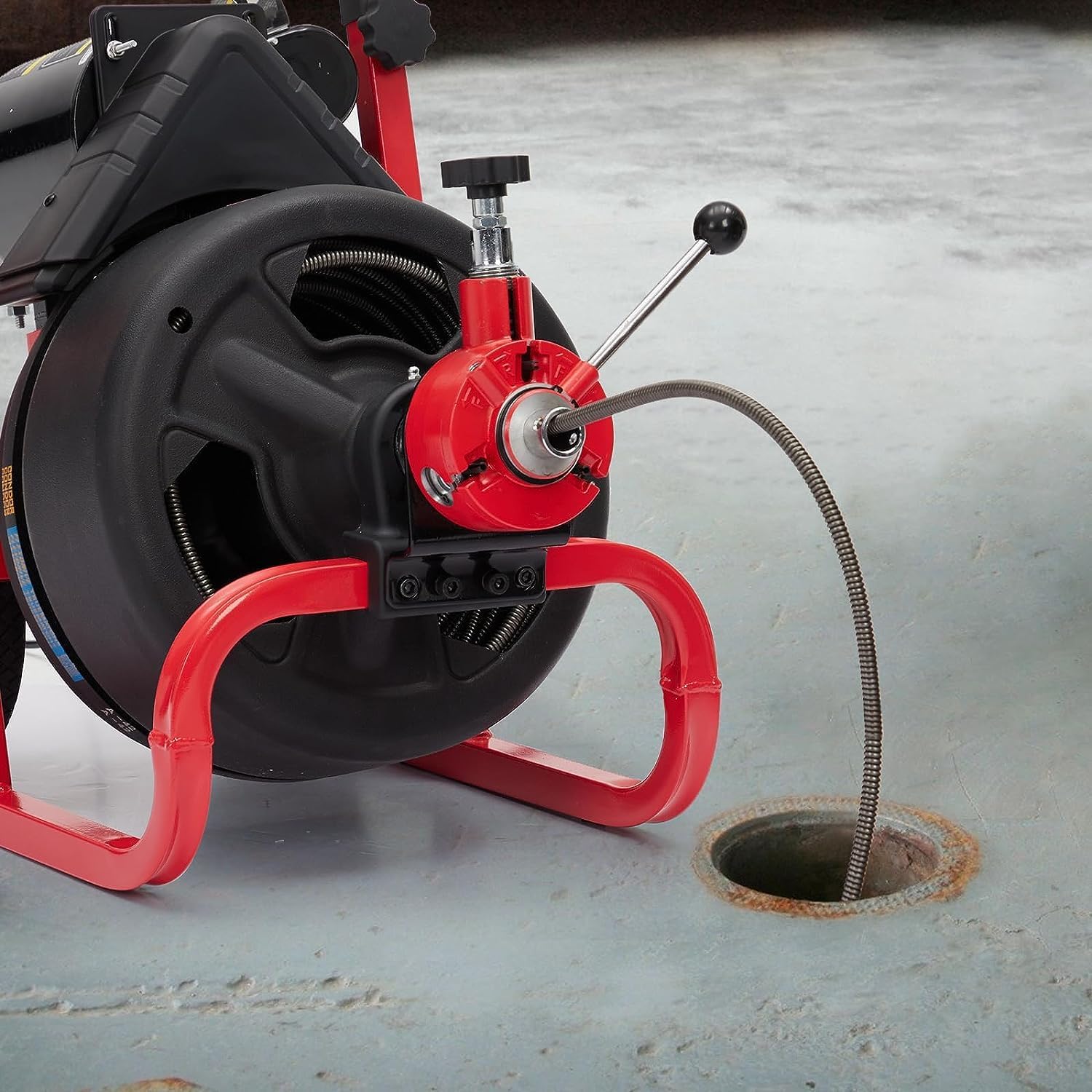 Drain Cleaner Machine - 100Ft x 3/8 Inch, Auto-feed Electric Drain Auger for Plumbing with 6 Cutters, Glove, Commercial sewer snake Drill Drain Auger Cleaner for 2‘’- 4‘’(50-100mm) Pipes