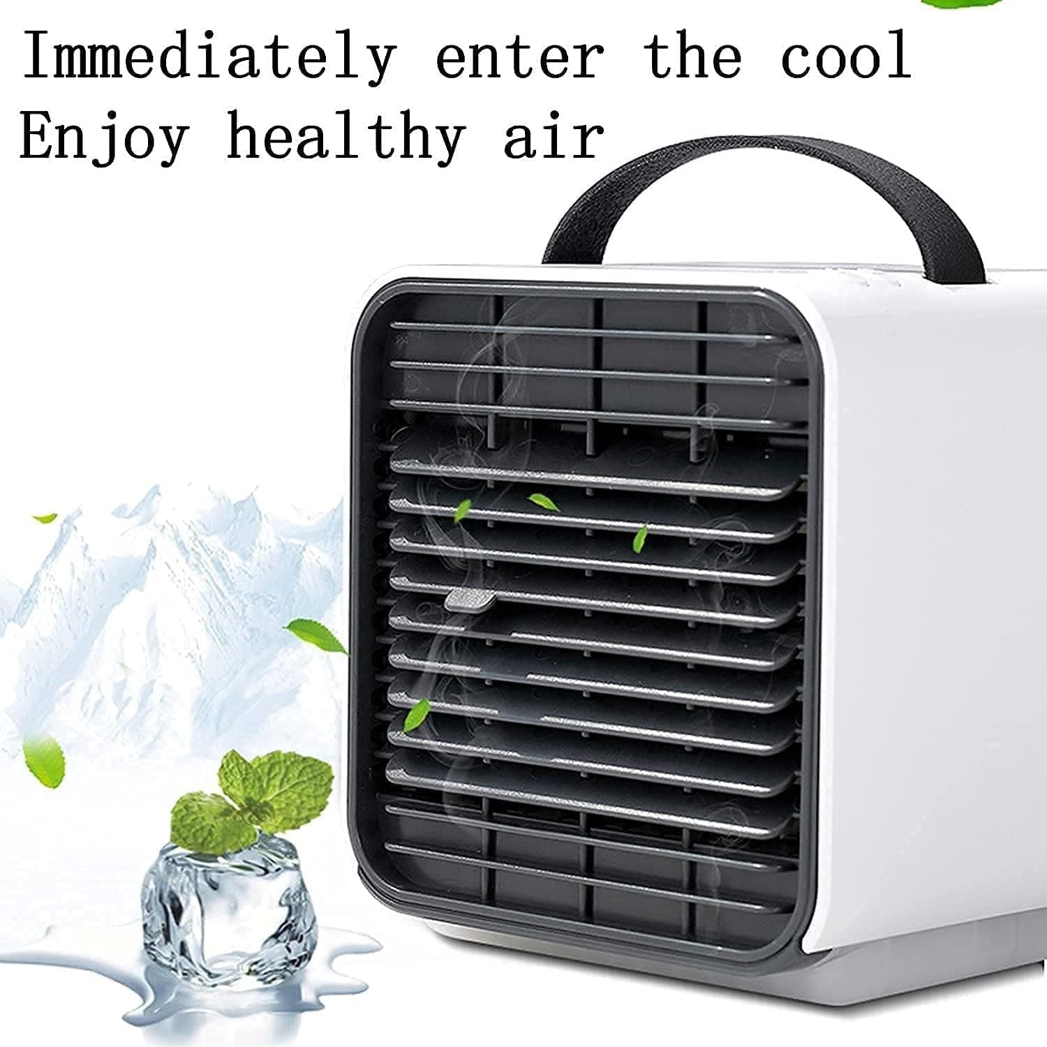 Portable Air Conditioner Fan, Mini Cooler with Large Capacity Water Tank and Fast Cooling Fan USB for Home, Office (Color : Blue)