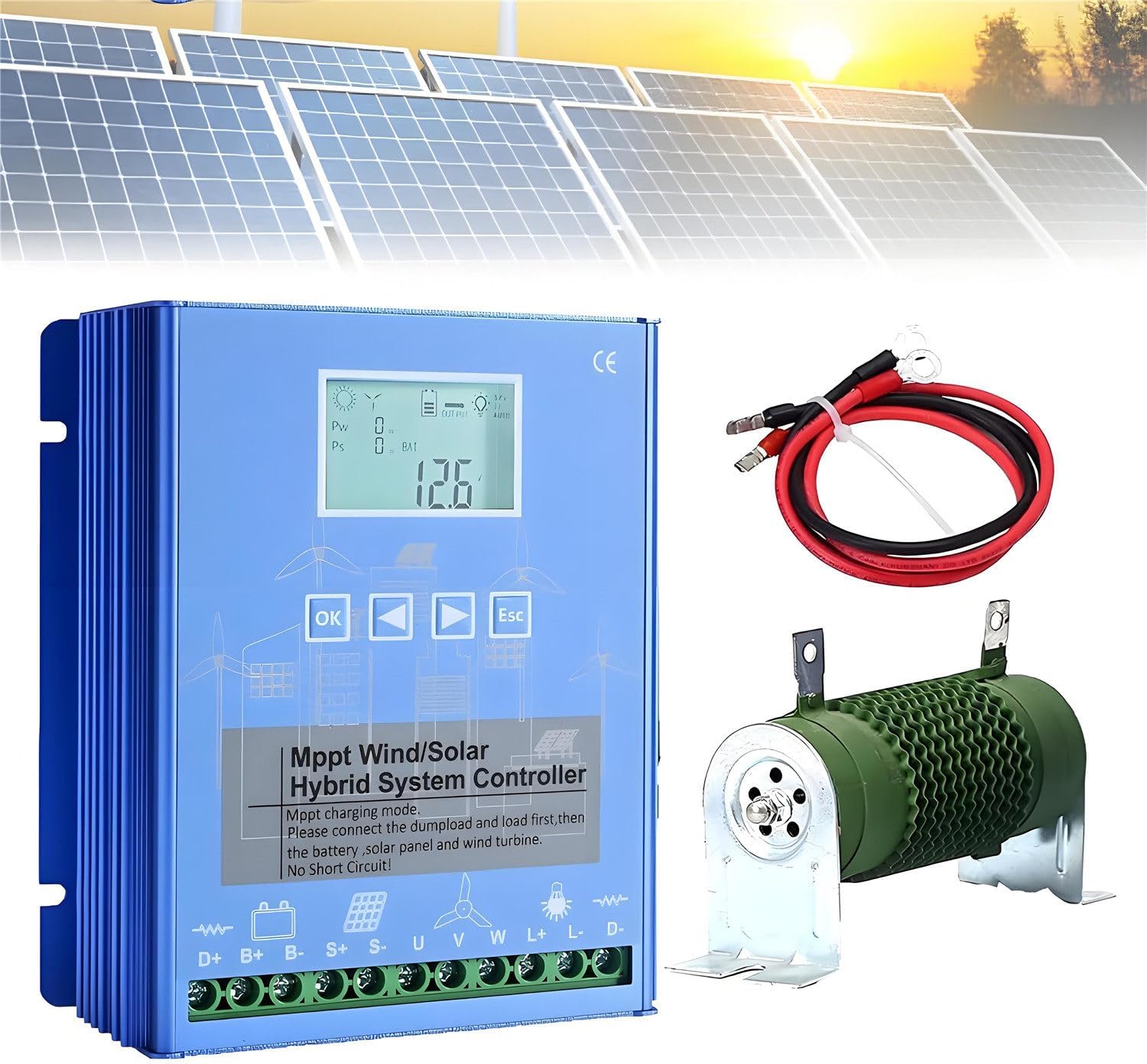 15000W Wind Solar Turbine Generator Controller with Dump Load, Solar Controller,LCD Energy Charge Controller， for Wind Turbine Generator Charger Battery 12V