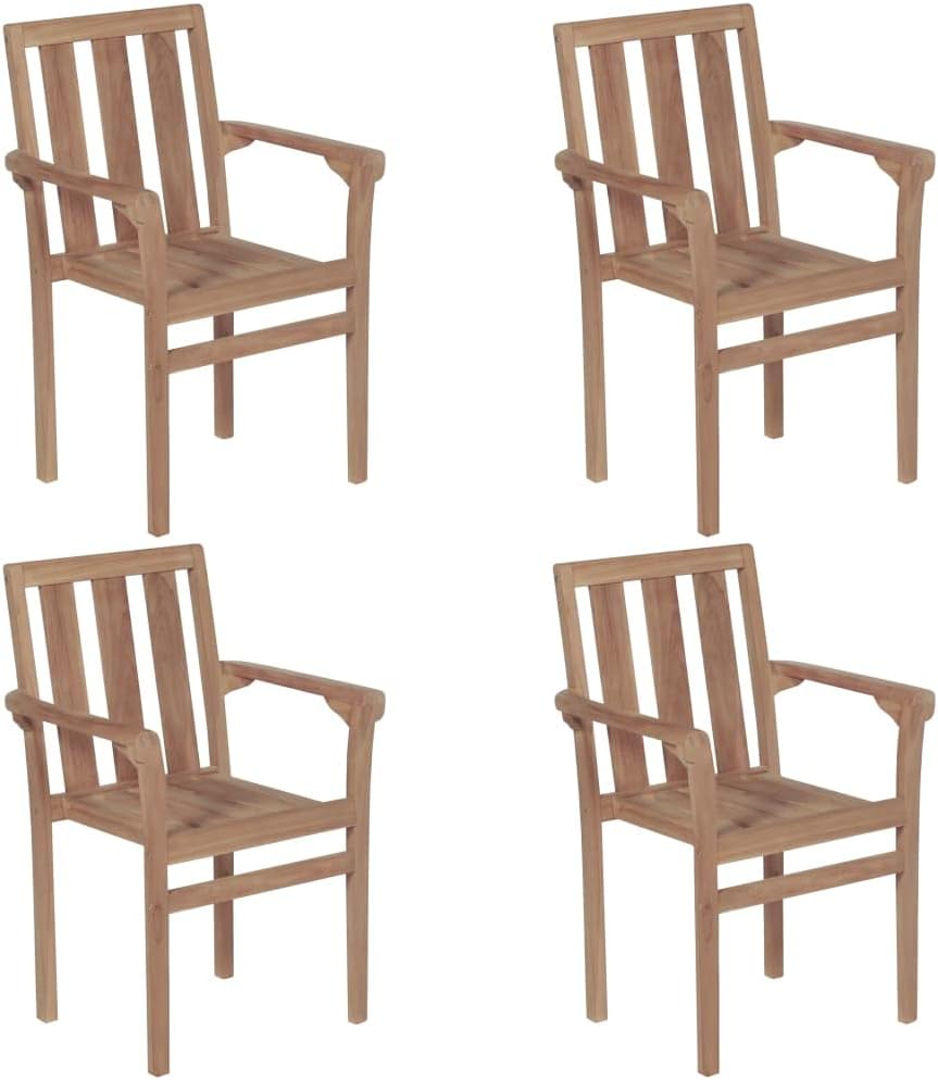 Stackable Patio Chairs 4 pcs Solid Teak Wood,Teak Stackable Patio Chairs Durable and Stylish Outdoor Furniture for Homes, Offices, and More Outdoor Furniture, Outdoor Chairs