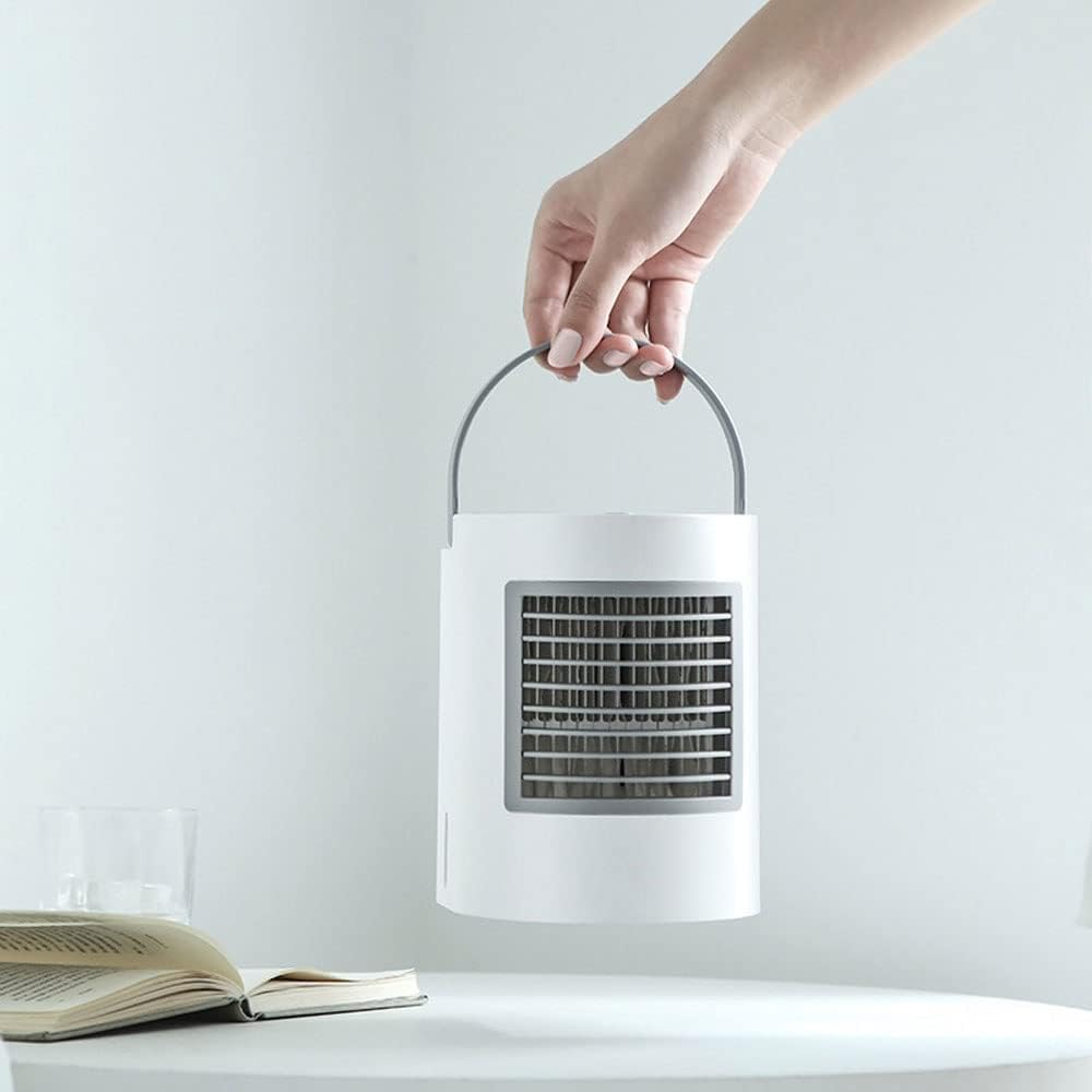 Mini Air Conditioner, Evaporative Air Cooler, USB Powered Mini Cooler w/Humidifier, 3 Speeds, Desktop Portable Air Conditioners for Room/Office/Car (Color : Blue)