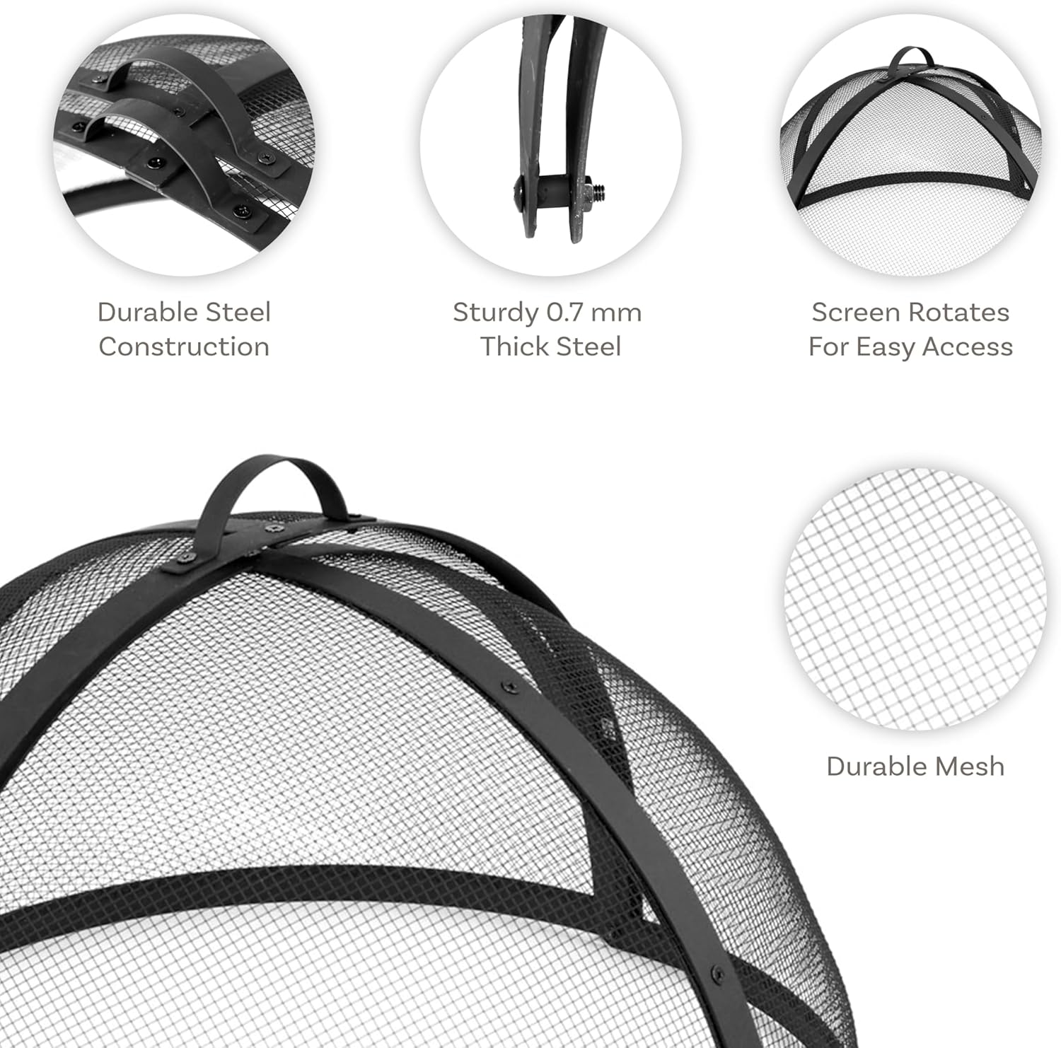 Sunnydaze 40‑Inch Round Fire Pit Spark Screen Lid – Heavy‑Duty Mesh Ember Lid & Fire Pit Screen Cover with Door, Keeps Sparks & Ashes Contained