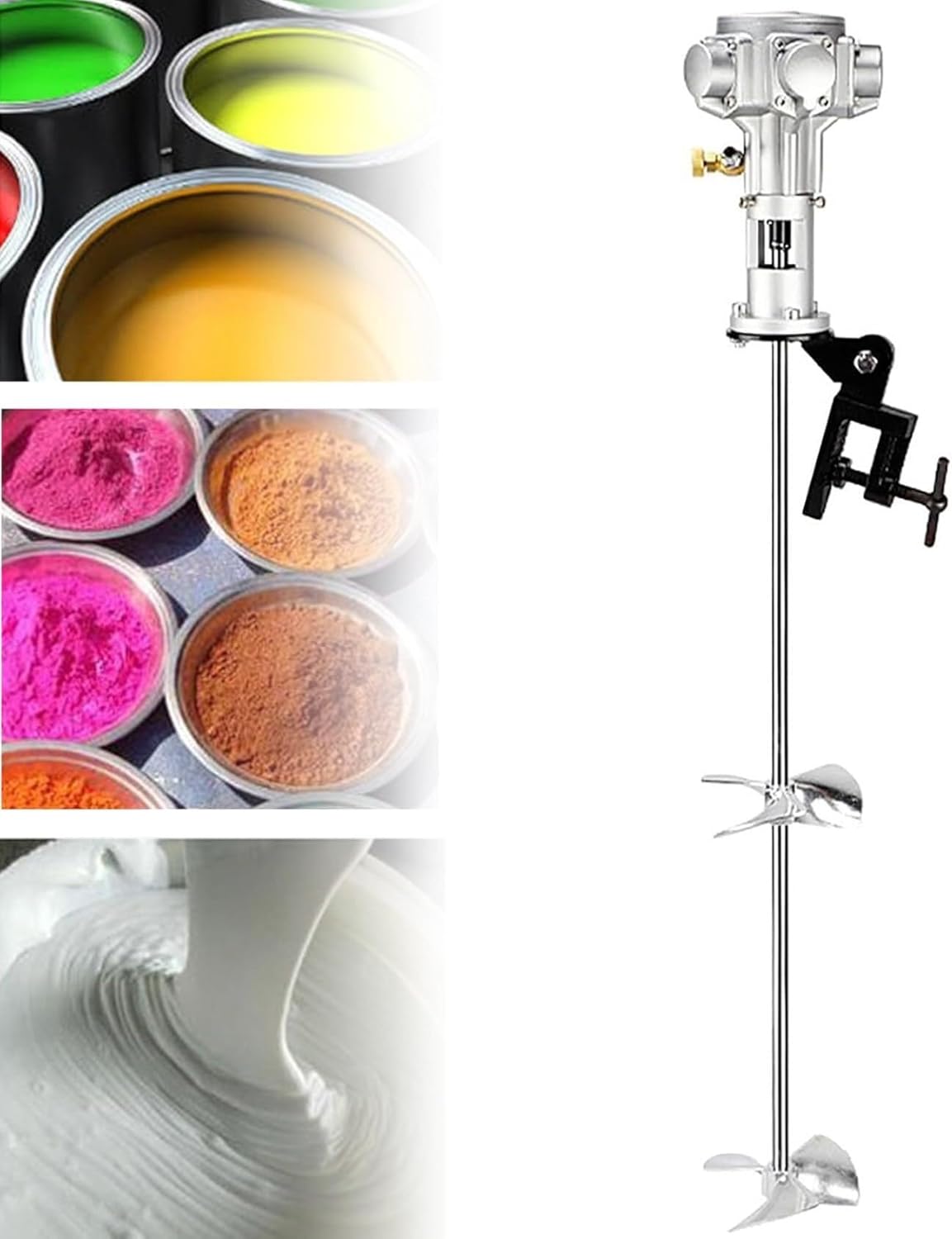 Automatic Stirring Machine, 55 Gallon Pneumatic Agitator 3/4HP Air Agitator Paint Mix Tool, Stainless Steel Tank Barrel Clip Bracket Mixer