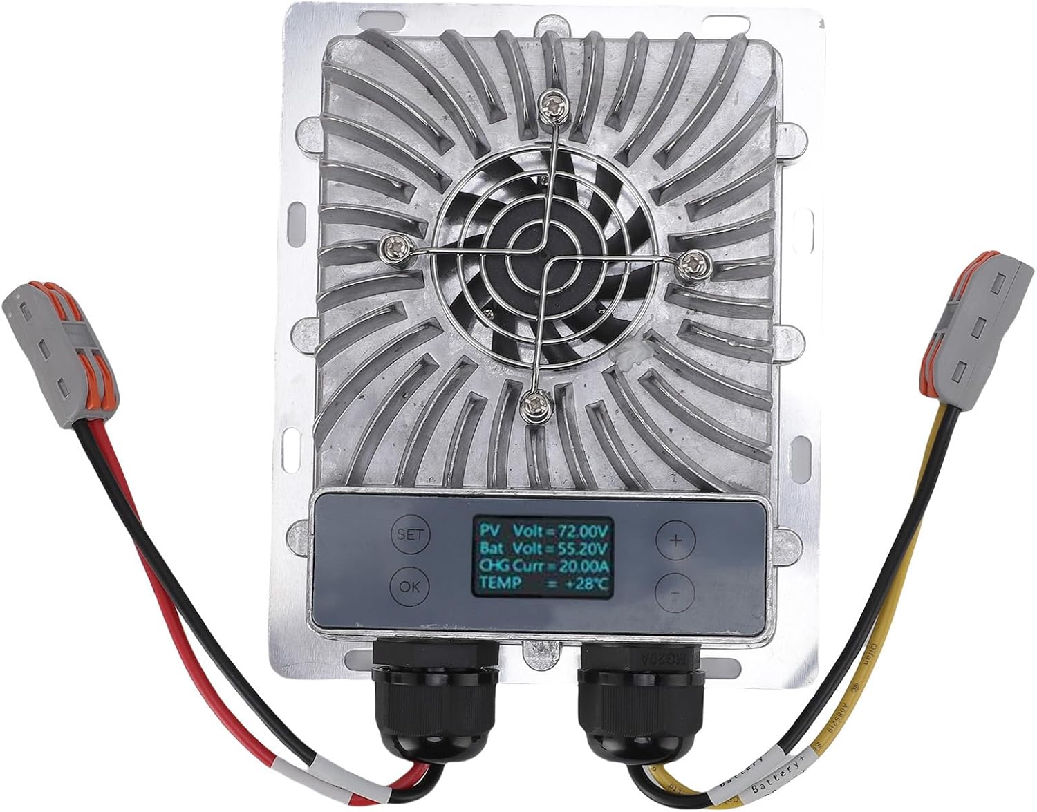 GOTOTOP Boost MPPT Solar Charge Controller 24V 36V 48V 60V 72V 1200W Solar Panel Regulator with LCD Display Cooling Fan for Lithium Ion Gel Flooded Batteries