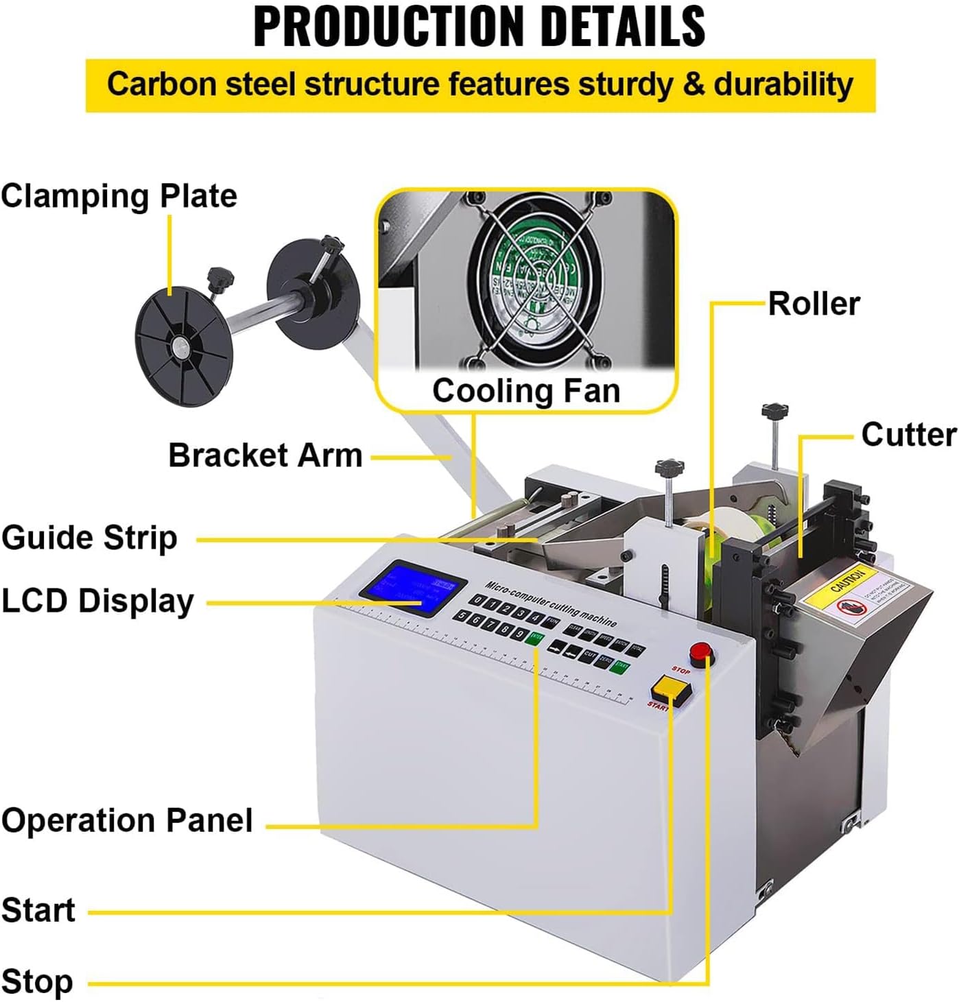 Automatic Heat-Shrink Tube Cutting Machine,650W HY100C Tube Cable Pipe Cutter Precise Efficient Tube Cable Pipe Cutter Cutting Machine,for Sleeve, Rubber/Plastic Tube